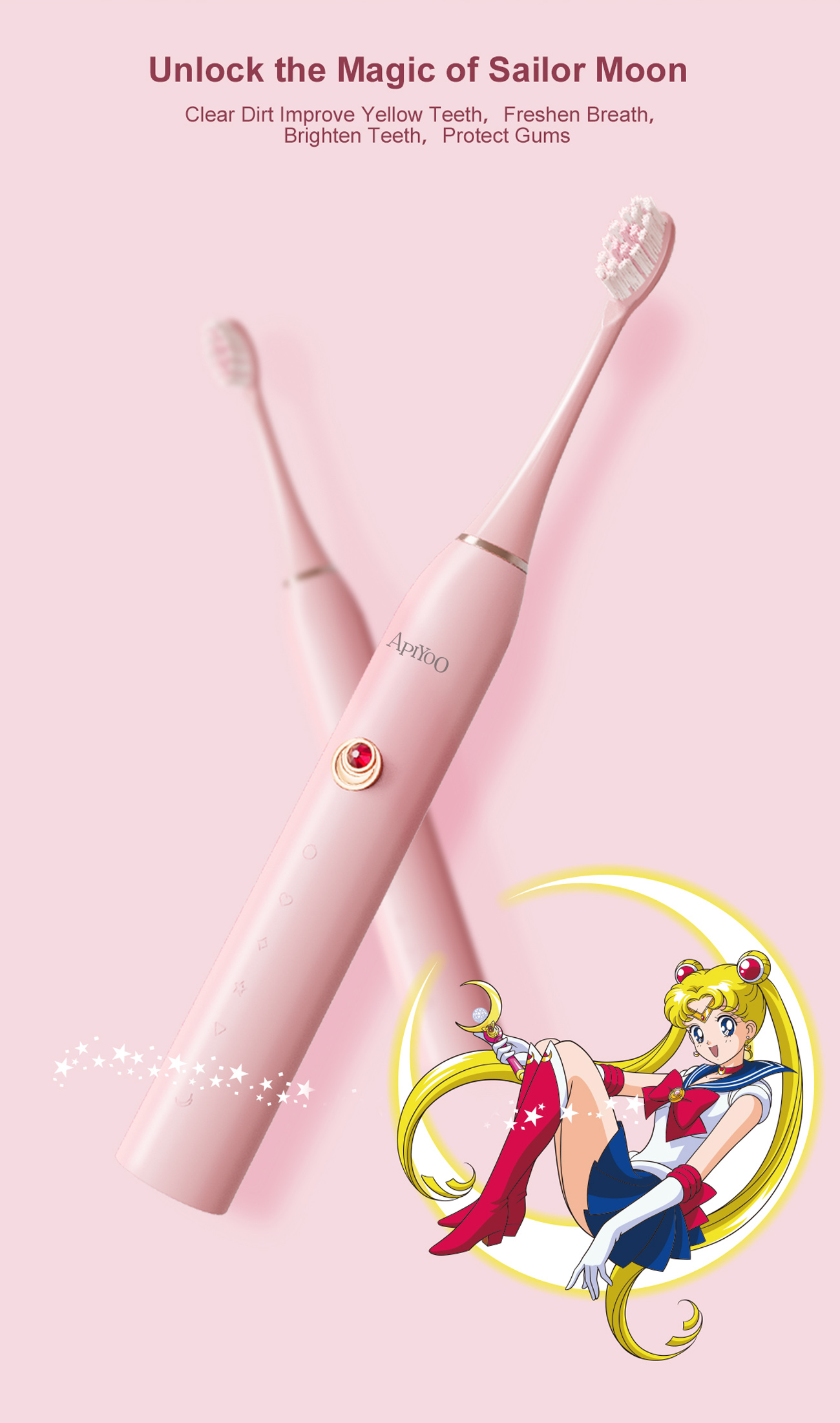 APIYOO Electric Toothbrush, Sailor Moon Sonic Electric Toothbrush